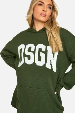 Knitted Co-Ords|Dsgn Studio*boohoo DSGN Oversized Hoody And Wide Leg Trouser Set khaki