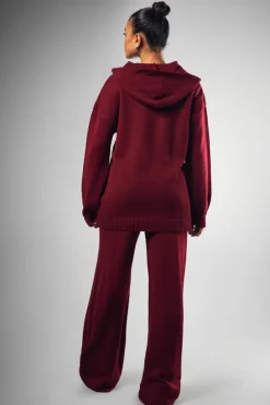 Knitted Co-Ords|Dsgn Studio*boohoo DSGN Oversized Hoody And Wide Leg Trouser Set plum