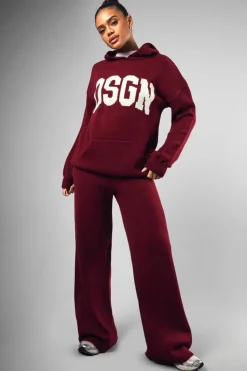 Knitted Co-Ords|Dsgn Studio*boohoo DSGN Oversized Hoody And Wide Leg Trouser Set plum