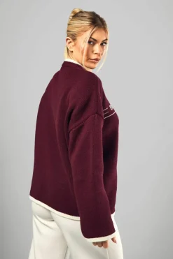 Oversized Jumpers|Jumpers*boohoo DSGN Sport Oversized Crew Neck Knitted Jumper burgundy
