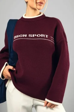 Oversized Jumpers|Jumpers*boohoo DSGN Sport Oversized Crew Neck Knitted Jumper burgundy