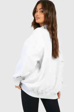 Sweatshirts|Dsgn Studio*boohoo Dsgn Studio Applique Half Zip Sweatshirt ash grey