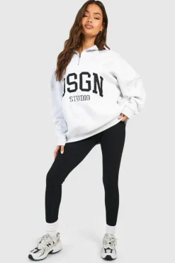 Sweatshirts|Dsgn Studio*boohoo Dsgn Studio Applique Half Zip Sweatshirt ash grey