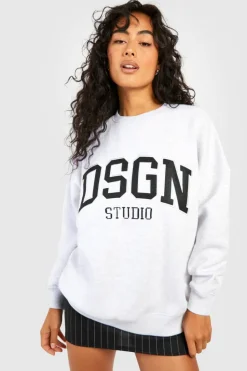 Sweatshirts|Hoodies & Sweatshirts*boohoo Dsgn Studio Applique Oversized Sweatshirt ash grey