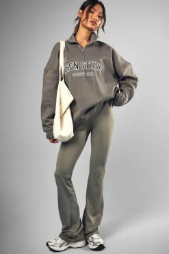 Sweatshirts|Dsgn Studio*boohoo Dsgn Studio Applique Oversized Half Zip Sweatshirt khaki