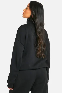 Sweatshirts|Boohoo Basics*boohoo Dsgn Studio Embroidered Half Zip Oversized Sweatshirt black