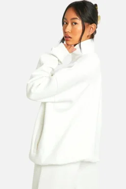 Sweatshirts|Boohoo Basics*boohoo Dsgn Studio Embroidered Half Zip Oversized Sweatshirt ecru