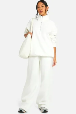 Sweatshirts|Boohoo Basics*boohoo Dsgn Studio Embroidered Half Zip Oversized Sweatshirt ecru