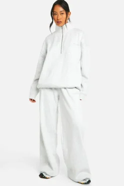 Sweatshirts|Boohoo Basics*boohoo Dsgn Studio Embroidered Half Zip Oversized Sweatshirt ash grey
