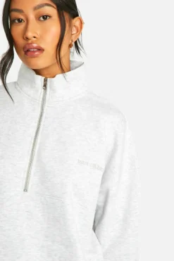 Sweatshirts|Boohoo Basics*boohoo Dsgn Studio Embroidered Half Zip Oversized Sweatshirt ash grey