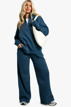 Sweatshirts|Dsgn Studio*boohoo Dsgn Studio Embroidered Half Zip Oversized Sweatshirt petrol