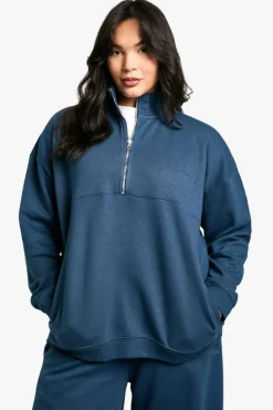 Sweatshirts|Dsgn Studio*boohoo Dsgn Studio Embroidered Half Zip Oversized Sweatshirt petrol