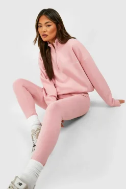 Up To 80% Off Winter Warmers|Leggings*boohoo DSGN Studio Half Zip Sweatshirt And Legging Set dusty pink