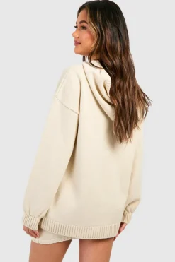 Knitted Co-Ords|Skirts*boohoo Dsgn Studio Oversized Hoody And Mini Skirt Knitted Set stone