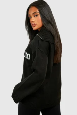 Oversized Jumpers|Jumpers*boohoo Dsgn Studio Oversized Zip Neck Jumper black