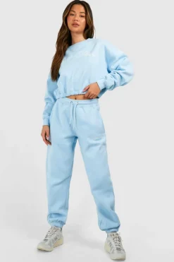 Sweatshirts|Hoodies & Sweatshirts*boohoo Dsgn Studio Printed Elasticated Hem Cropped Boxy Sweatshirt blue