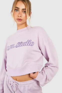 Sweatshirts|Hoodies & Sweatshirts*boohoo Dsgn Studio Script Boxy Crop Sweatshirt lilac