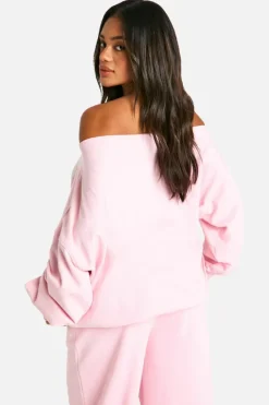 Sweatshirts|Dsgn Studio*boohoo Dsgn Studio Slogan Off The Shoulder Sweatshirt baby pink