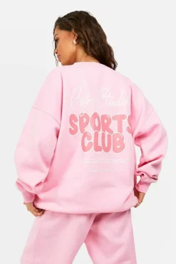 Sweatshirts|Dsgn Studio*boohoo Dsgn Studio Sports Bubble Slogan Oversized Sweatshirt pink