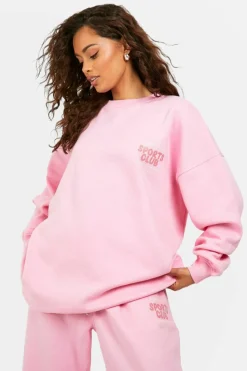 Sweatshirts|Dsgn Studio*boohoo Dsgn Studio Sports Bubble Slogan Oversized Sweatshirt pink