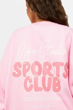 Sweatshirts|Dsgn Studio*boohoo Dsgn Studio Sports Bubble Slogan Oversized Sweatshirt pink
