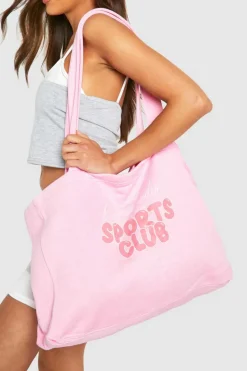 Handbags|Tote Bags*boohoo Dsgn Studio Sports Club Slogan Tote Bag baby pink