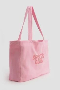 Handbags|Tote Bags*boohoo Dsgn Studio Sports Club Slogan Tote Bag baby pink