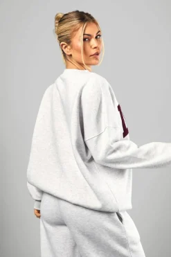 Sweatshirts*boohoo Dsgn Studio Towelling Applique Oversized Crew Neck Sweatshirt ash grey