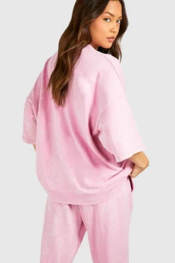 Sweatshirts|Hoodies & Sweatshirts*boohoo Dsgn Studio Washed Short Sleeve Sweatshirt pink