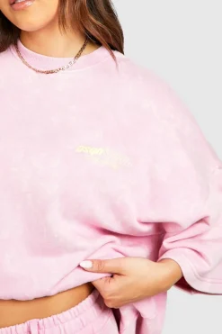 Sweatshirts|Hoodies & Sweatshirts*boohoo Dsgn Studio Washed Short Sleeve Sweatshirt pink