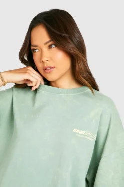 Sweatshirts|Hoodies & Sweatshirts*boohoo Dsgn Studio Washed Short Sleeve Sweatshirt green