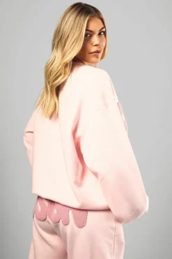 Sweatshirts|Hoodies & Sweatshirts*boohoo Dsgn Towelling Applique Oversized Sweatshirt light pink