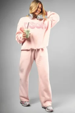 Sweatshirts|Hoodies & Sweatshirts*boohoo Dsgn Towelling Applique Oversized Sweatshirt light pink