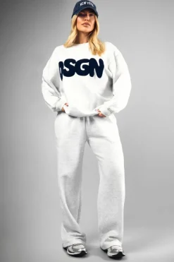 Sweatshirts|Dsgn Studio*boohoo Dsgn Towelling Applique Oversized Sweatshirt ash grey