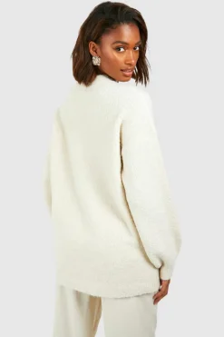 Oversized Jumpers|Jumpers*boohoo Boucle Knit Oversized Jumper ecru