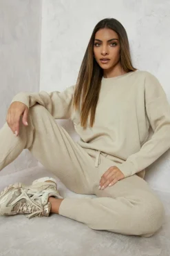 Knitted Co-Ords|Joggers*boohoo Knitted Tracksuit ecru