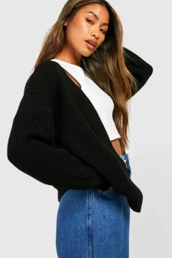 Cardigans|Jumpers & Cardigans*boohoo Edge To Edge Crop Cardigan black