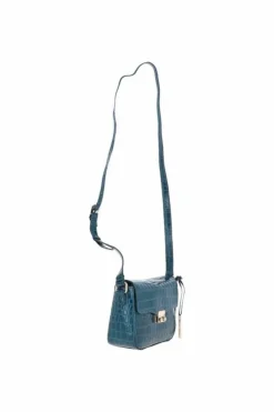 Handbags|Cross-Body Bags*Ashwood Leather Elegance' Croc Embossed Leather Cross Body Bag Teal