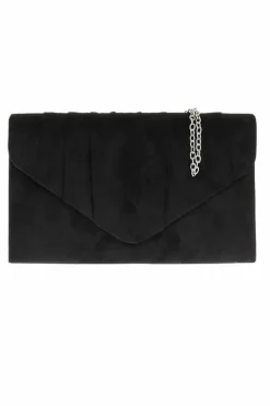 Handbags|Clutch Bags*Kitise Elegant Faux Suede Pleated V Shape Evening Clutch Bag Black