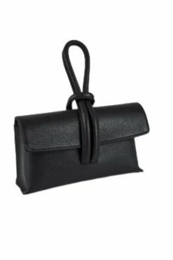 Cross-Body Bags|Handbags*Kitise Elegant Italian Leather Tie Closure Clutch Crossbody Bag with Long Strap Black
