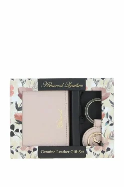 Handbags*Ashwood Leather Elegant Real Leather Card Holder & Key Ring Set Light Pink