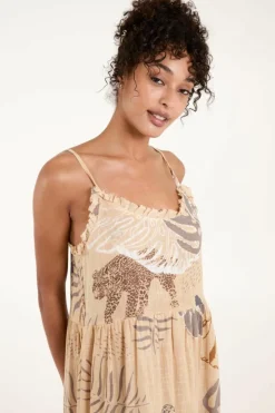 Cami Dresses*Blue Vanilla Elephant Dress Cami Dress Beige