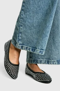 Ballet Flats|Flats*boohoo Embellished Ballet Flats black
