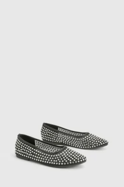 Ballet Flats|Flats*boohoo Embellished Ballet Flats black