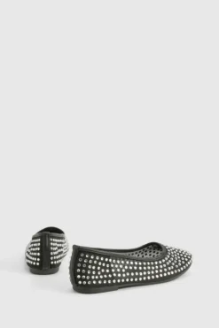 Ballet Flats|Flats*boohoo Embellished Ballet Flats black
