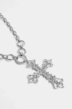 Necklaces*NastyGal Embellished Cross Necklace silver