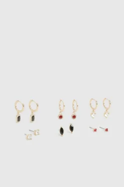 Earrings*boohoo Embellished Earring 6 Pack gold