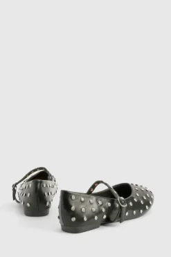 Ballet Flats|Flats*boohoo Embellished Mary Jane Ballet Flats black