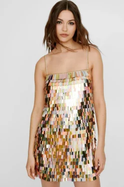 Cami Dresses*NastyGal Embellished Sequin Cami Mini Dress bronze