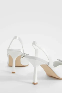 Heels*boohoo Embellished Slingback Court Heels white